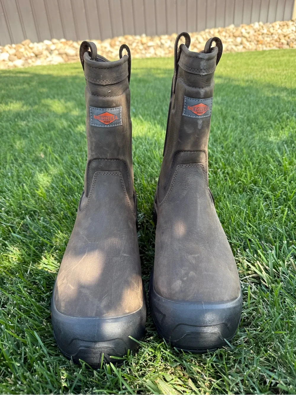 Merrell Men’s 11 Strongfield Leather Pull On Composite Toe Waterproof Boots EUC